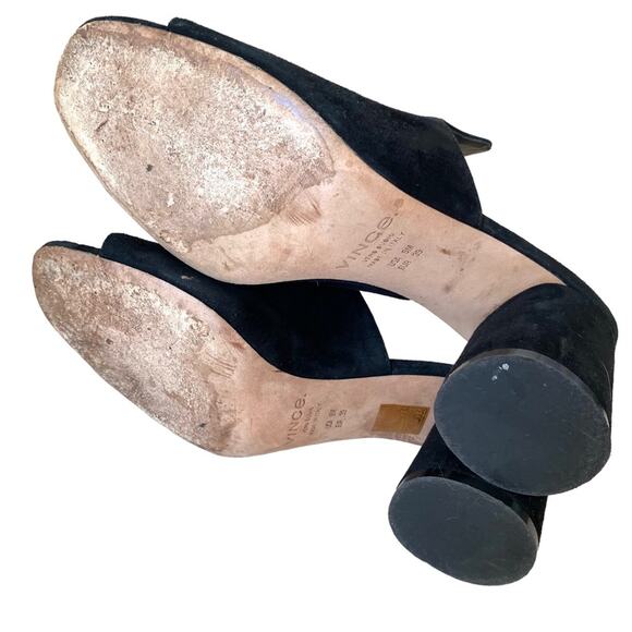 Vince Black Tanay Suede Leather Slide Mule Block Heel size 9 - Picture 10 of 11